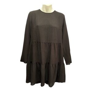 ASOS Black Long Sleeve Tiered Dress size 8